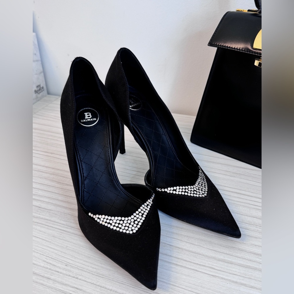 Balmain Black Beaded Heels size 37